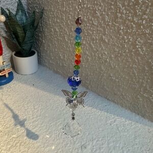 Pendant Butterfly Rainbow Beaded Crystal Sun Catcher